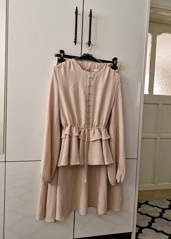 Bej Düğmeli Bohem etek ikili takım - Görsel 4