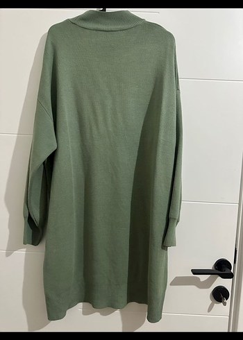 Kadın Haki Uzun Kollu Yüksek Yakalı Triko Sweatshirt - Görsel 2