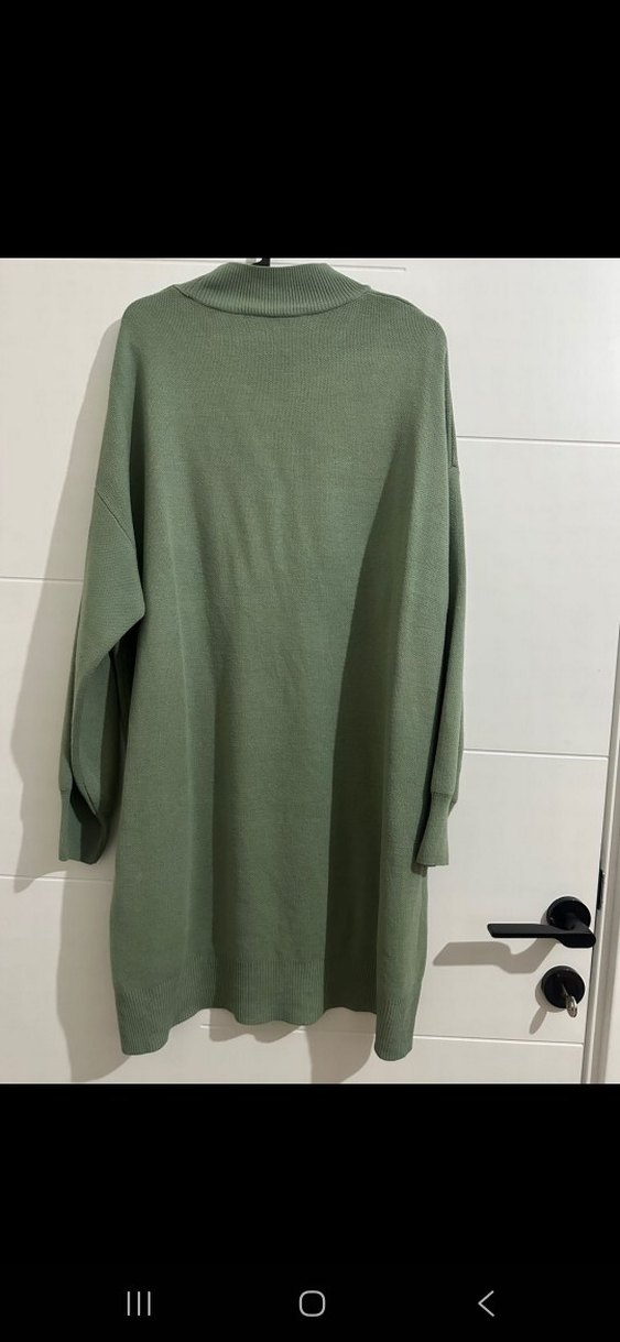 Kadın Haki Uzun Kollu Yüksek Yakalı Triko Sweatshirt - Görsel 2