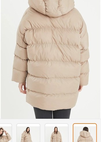 Bej Kadın Midi Kışlık mont - Görsel 2