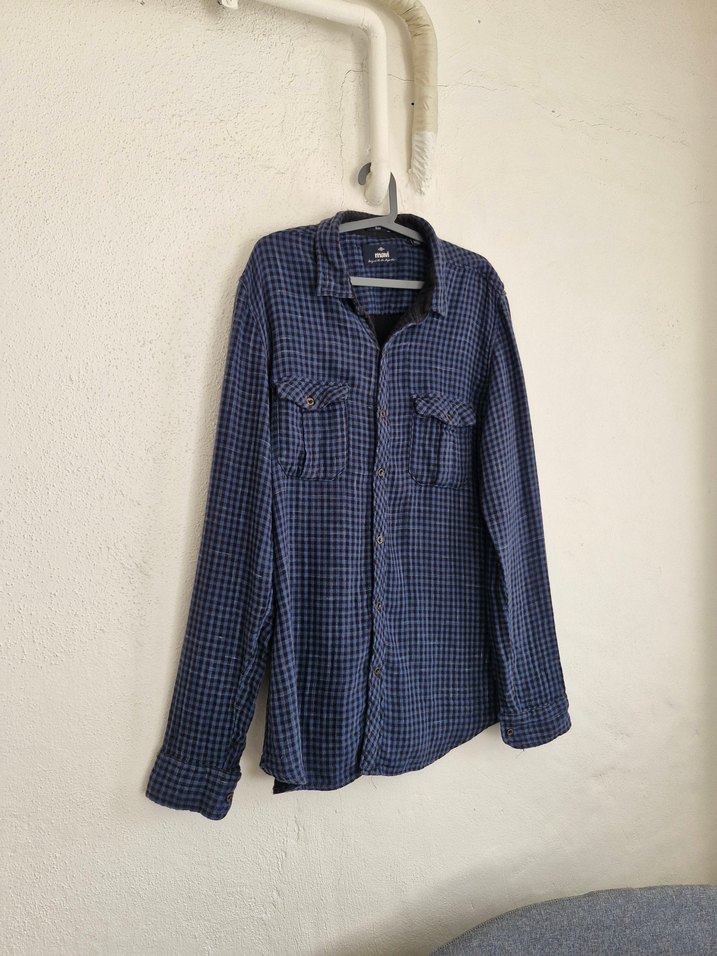 Erkek Lacivert Denim Gömlek Uzun Kollu - Görsel 3