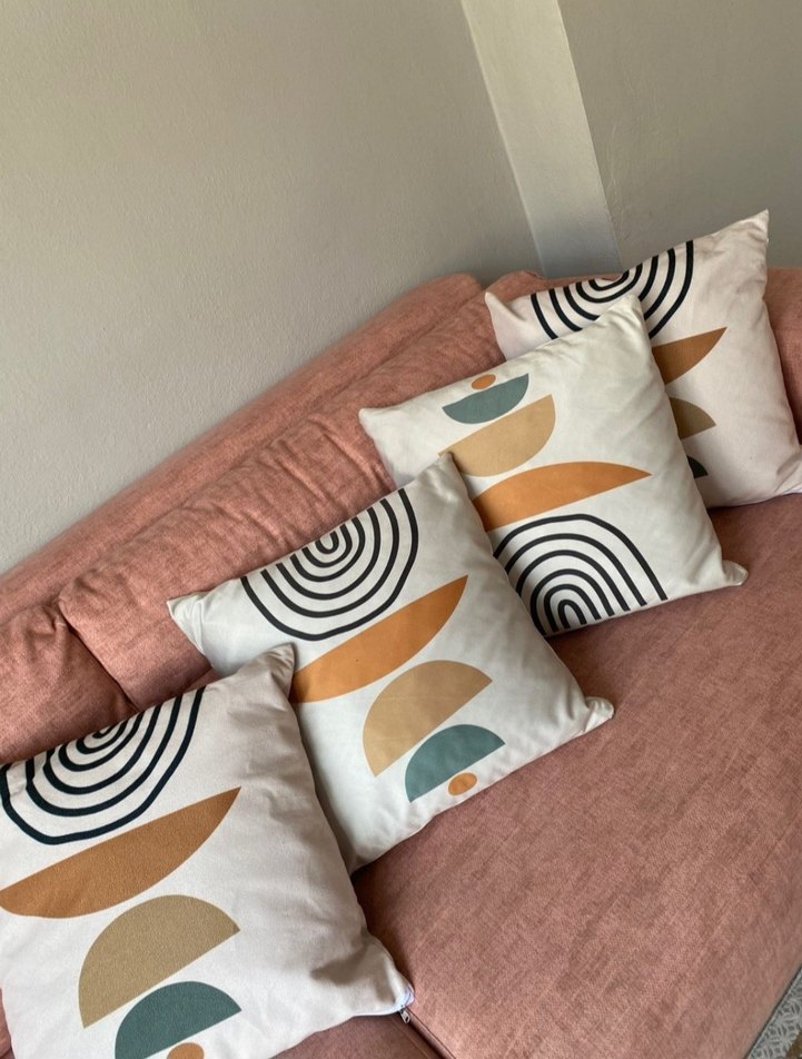 Pastel Renkli Baskılı Modern Dekoratif Yastık Kılıfı - Görsel 2