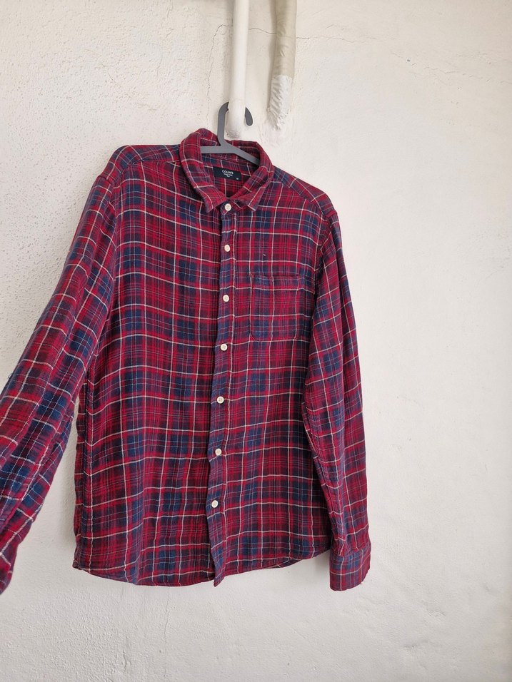 Bordo Ekoseli Uzun Kollu Gömlek - Görsel 2