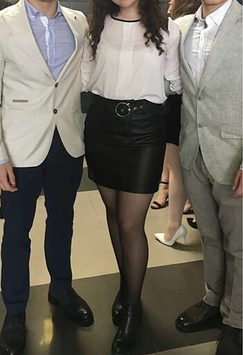 Bershka mini deri etek