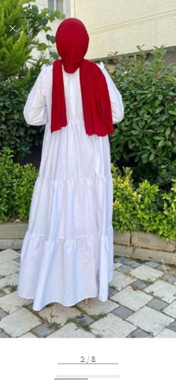 Beyaz Pamuklu Bohem Uzun Elbise - Görsel 2