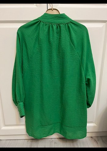 Düğmeli Yeşil Keten Gömlek - Görsel 2