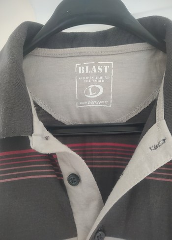 Gri Çizgili Düğmeli Erkek Polo Tişört - Görsel 3