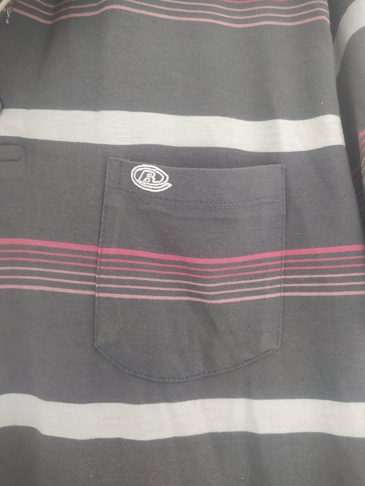 Gri Çizgili Düğmeli Erkek Polo Tişört - Görsel 2