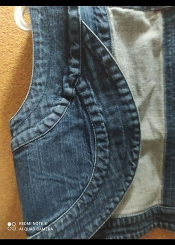 Düğmeli Kısa Kot Yelek Kadın - Görsel 2