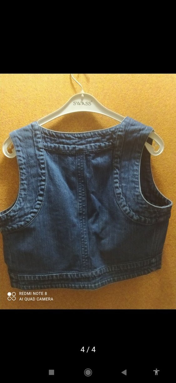 Düğmeli Kısa Kot Yelek Kadın - Görsel 4