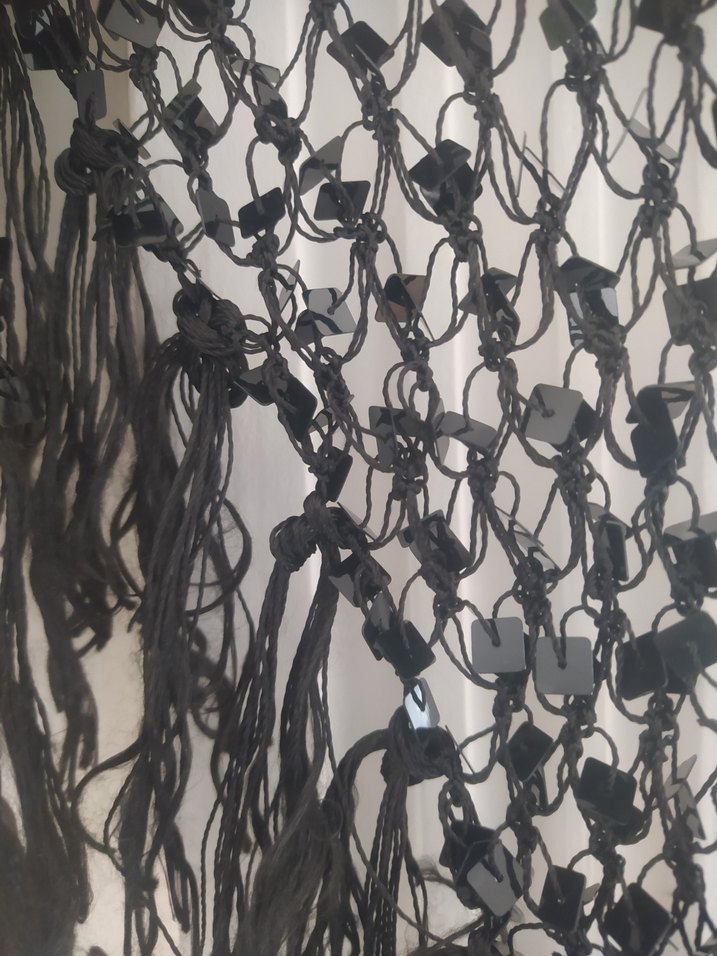 Siyah Örgü Bohem Kadın Şal - Görsel 3