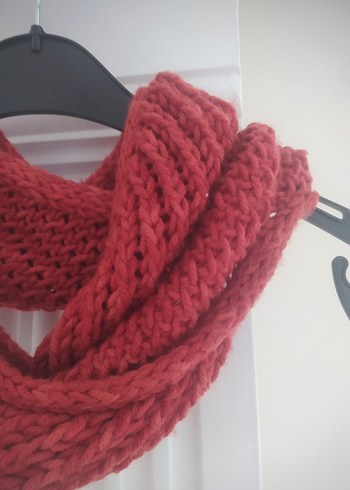 Kadın Kırmızı Örgü Bohem Şal - Görsel 2