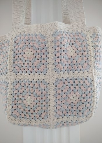 Bej Dantelli Örgü Bohem Kadın Çanta - Görsel 2