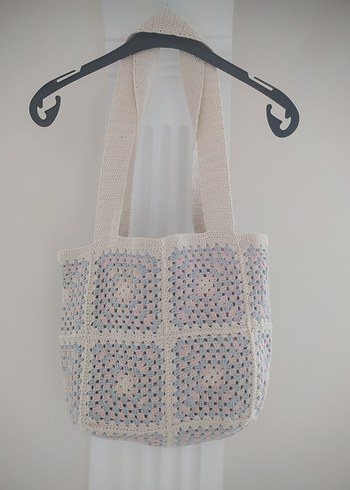 Bej Dantelli Örgü Bohem Kadın Çanta - Görsel 3