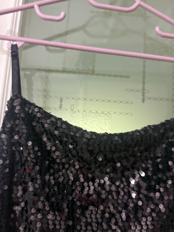 Siyah Payetli Mini Abiye Elbise - Görsel 5