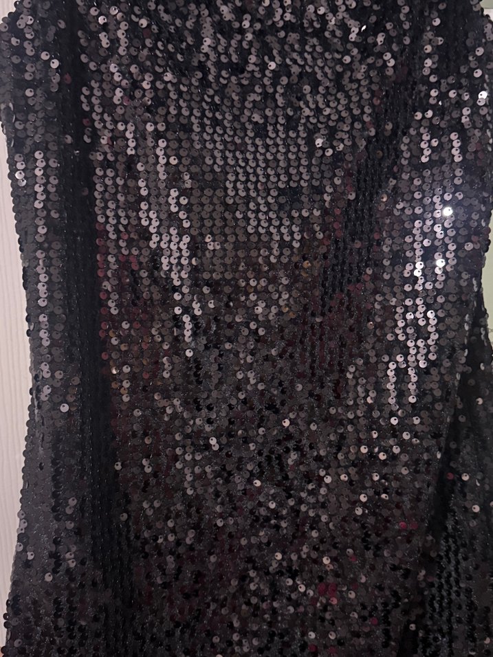 Siyah Payetli Mini Abiye Elbise - Görsel 3