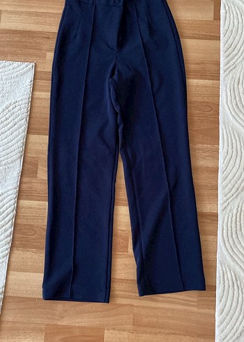 Lacivert Pilili Kadın Kumaş Pantolon