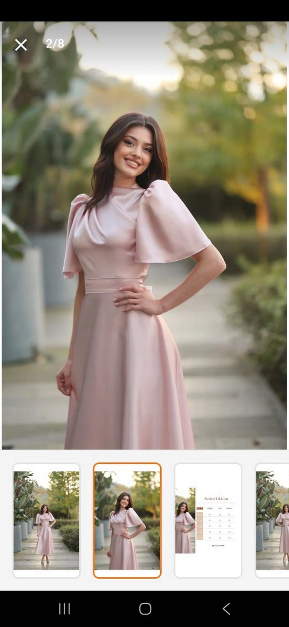 Pembe Drapeli Uzun Kadın Elbise - Görsel 2