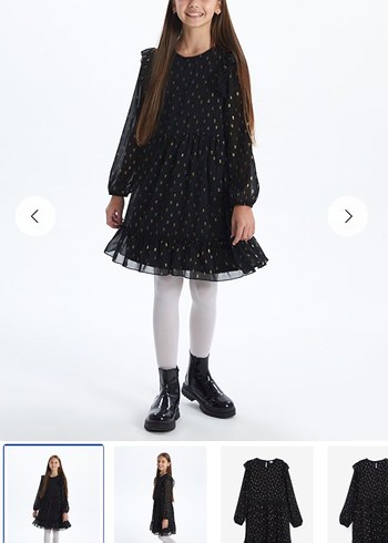 LCW Kids Siyah Puantiyeli Tül Elbise - Görsel 5