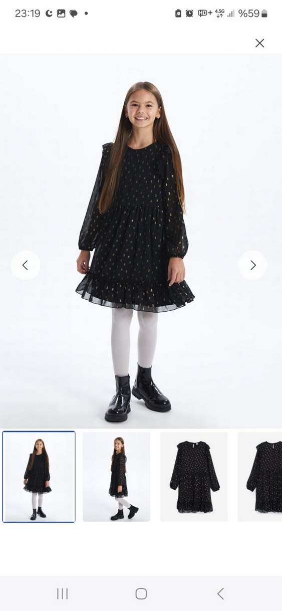 LCW Kids Siyah Puantiyeli Tül Elbise - Görsel 5