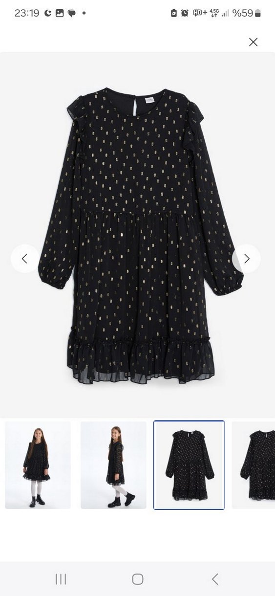 LCW Kids Siyah Puantiyeli Tül Elbise - Görsel 3