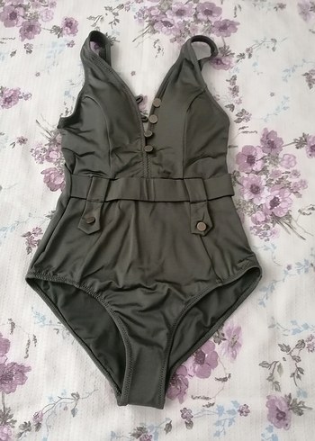 Gri Kemerli Vintage Tarz Mayo - Görsel 2