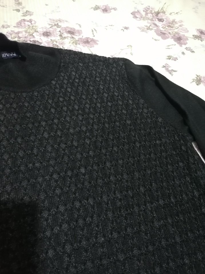 Siyah Erkek Örgü Salaş Kazak - Görsel 4