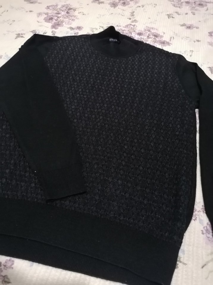 Siyah Erkek Örgü Salaş Kazak - Görsel 3