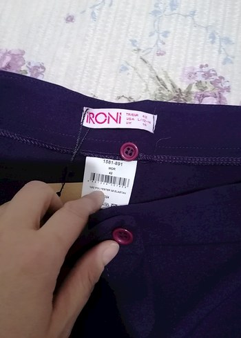 Mor Kadın Kumaş Pantolon Pilili - Görsel 2