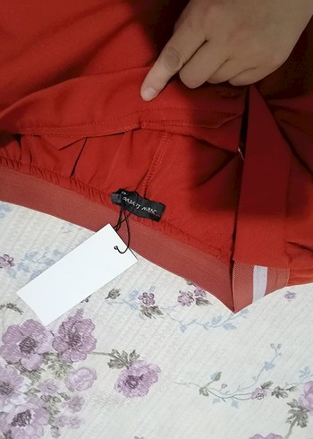 Kırmızı Midi Kadın Kumaş Pantolon - Görsel 2