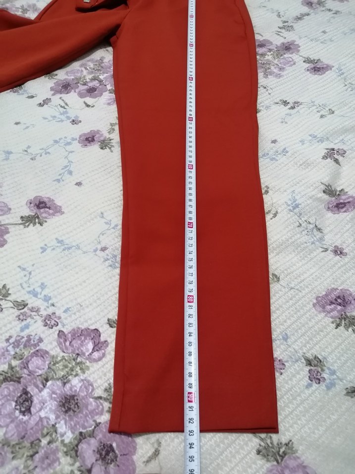 Kırmızı Midi Kadın Kumaş Pantolon - Görsel 4