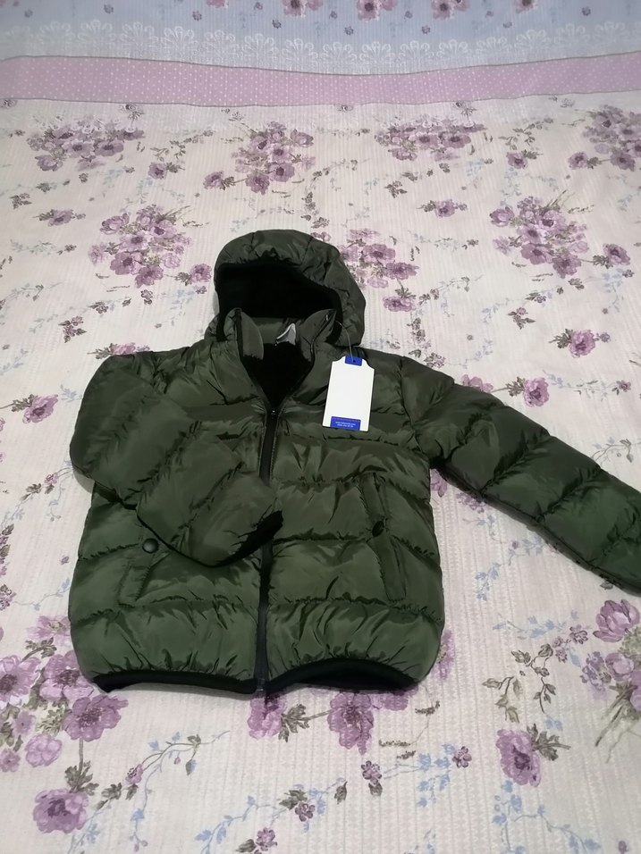 Yeşil Kapüşonlu Kışlık mont - Görsel 3