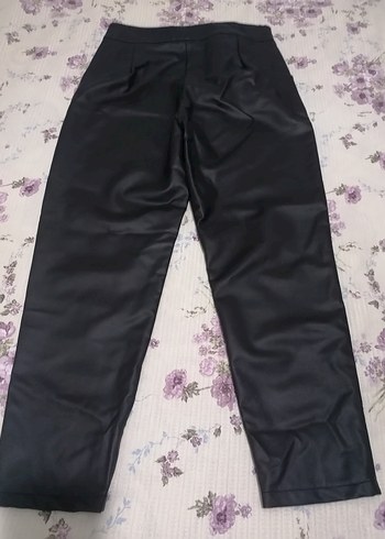 Siyah Regular Fit Kadın deri Kumaş Pantolon - Görsel 5