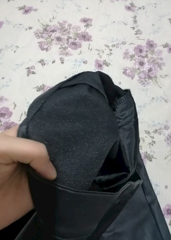 Siyah Regular Fit Kadın deri Kumaş Pantolon - Görsel 4