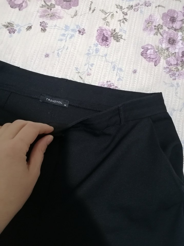 Mor Düğmeli Kadın Kumaş Pantolon - Görsel 4