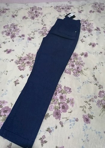 Lacivert Düğmeli Kadın Denim Pantolon - Görsel 6