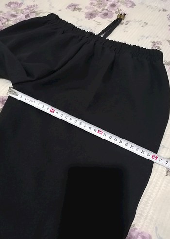 Kadın Siyah Düğmeli Salaş Kumaş Pantolon - Görsel 5