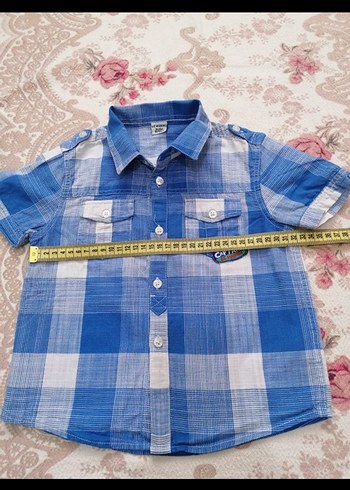 Erkek Çocuk Mavi Kareli Kısa Kollu Gömlek - Görsel 2