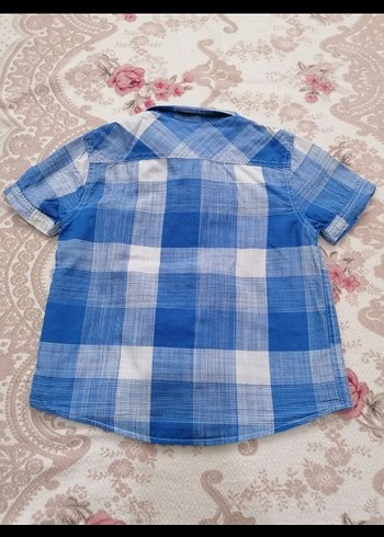 Erkek Çocuk Mavi Kareli Kısa Kollu Gömlek - Görsel 4