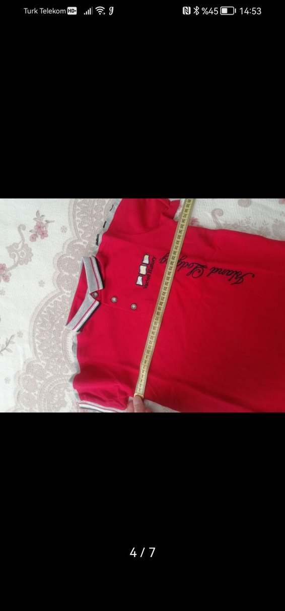 Erkek Kırmızı Kısa Kollu Polo Yaka Tişört - Görsel 4
