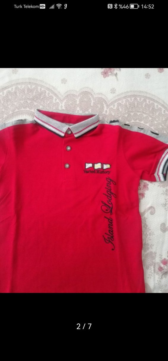 Erkek Kırmızı Kısa Kollu Polo Yaka Tişört - Görsel 2