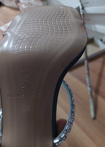 38 Beden turkuaz Renk Zümrüt Yeşili Taşlı Stiletto Abiye Terlik