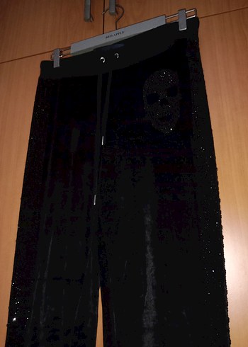 Siyah Kadife Parlak Kadın Pantolon - Görsel 4