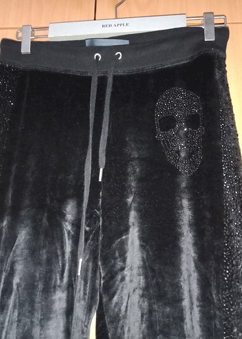 Siyah Kadife Parlak Kadın Pantolon - Görsel 2