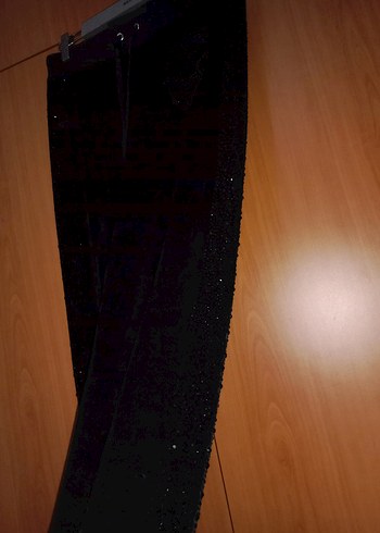 Siyah Kadife Parlak Kadın Pantolon - Görsel 3