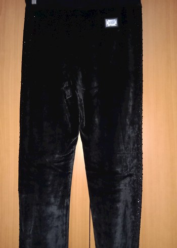 Siyah Kadife Parlak Kadın Pantolon - Görsel 7