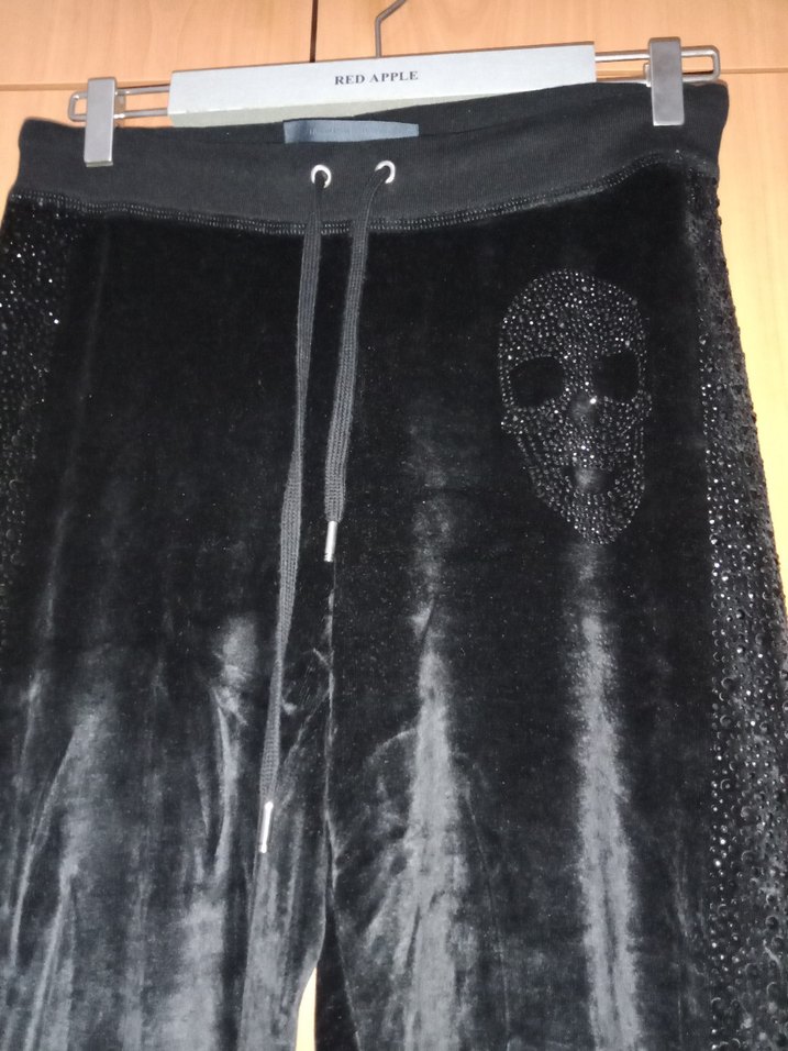 Siyah Kadife Parlak Kadın Pantolon - Görsel 2