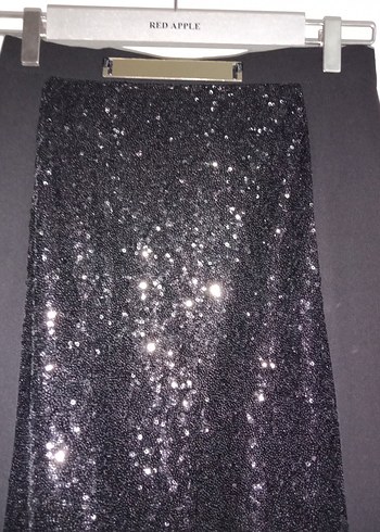 Uzun Kollu Siyah Simli Kadın Abiye Elbise - Görsel 4