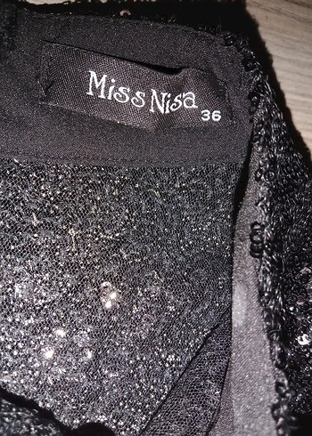 Uzun Kollu Siyah Simli Kadın Abiye Elbise - Görsel 8