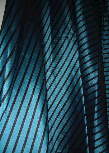 Drapeli Yeşil Çizgili Uzun Etek - Görsel 3